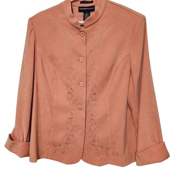 Norton McNaughton Tops - Norton Mcnaughton top Shacket size 14 Orange (Salmon) Floral Embroidered